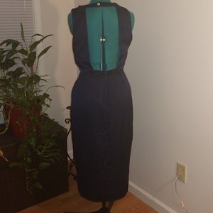 NWT navy backless cowl neck dress